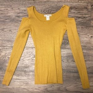 Mustard Shoulder Cut Out Long Sleeve